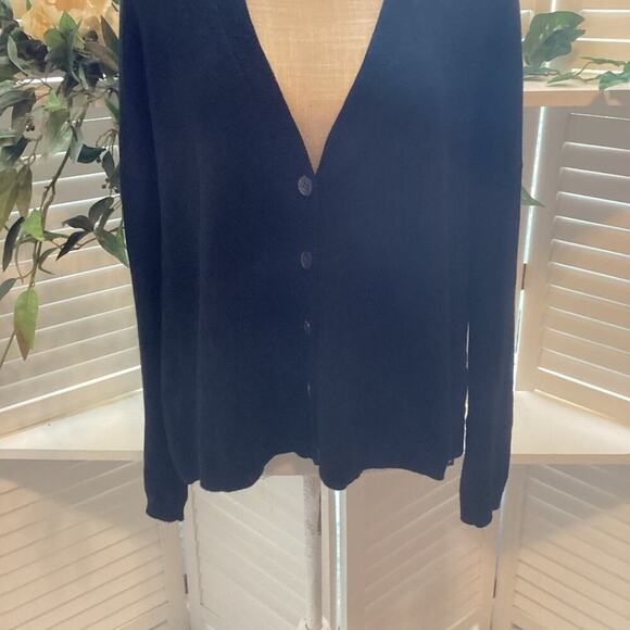 THEORY BLACK BUTTON DOWN CARDIGAN SWEATER SIZE MED 1246 - Picture 3 of 7